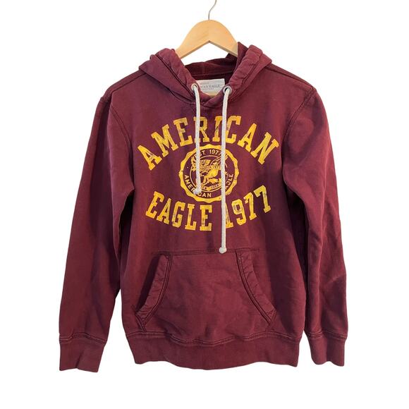 American Eagle 1977 Hoodie Men's XS Rust Red Sweatshirt Pullover - Picture 1 of 4